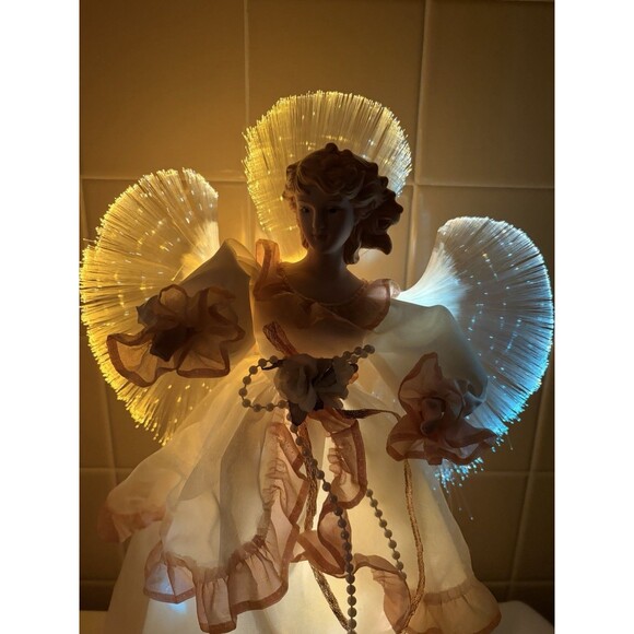 Angel Fiber Optic Tree Top Table Piece Porcelain Color Changing 14” Christmas - Picture 13 of 15